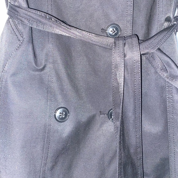 Cole Haan Black Trench Coat with Detachable Hood - Picture 7 of 9